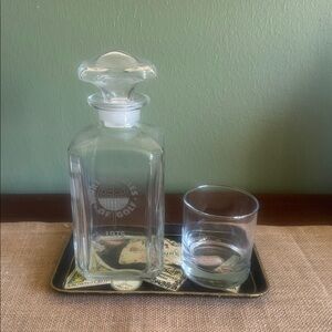 Vintage 1975 World Series of Golf Glass Decanter with Stopper Barware